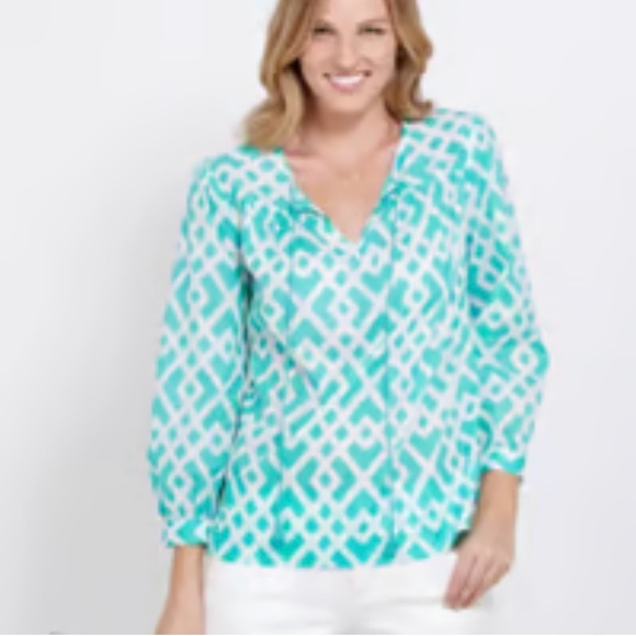 Vineyard Vines Diamond Lattice Tunic, Teal Green, Ladies M, Lightweight, EUC - Picture 9 of 9